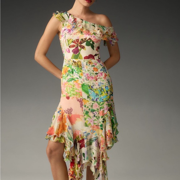 Anthropologie NWT Mandira Wirk off the shoulder asymmetrical floral dress - Picture 1 of 10